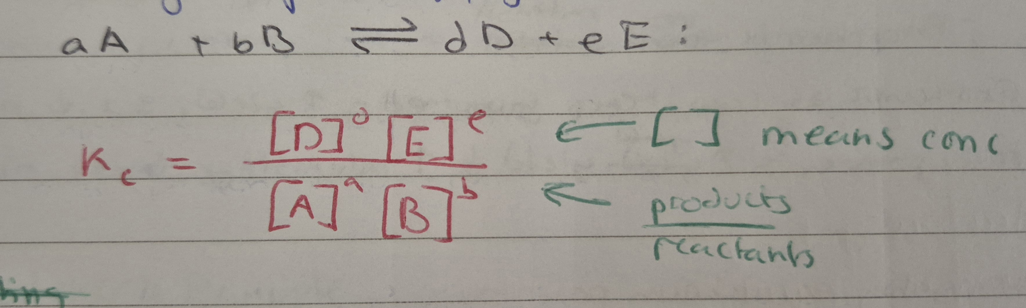 <ul><li><p>K<sub>c</sub> changes with temp</p></li><li><p>If K<sub>c</sub> increases = quantity products increases & quantities reactants decreases = equilibrium shifts right</p></li></ul><p></p>