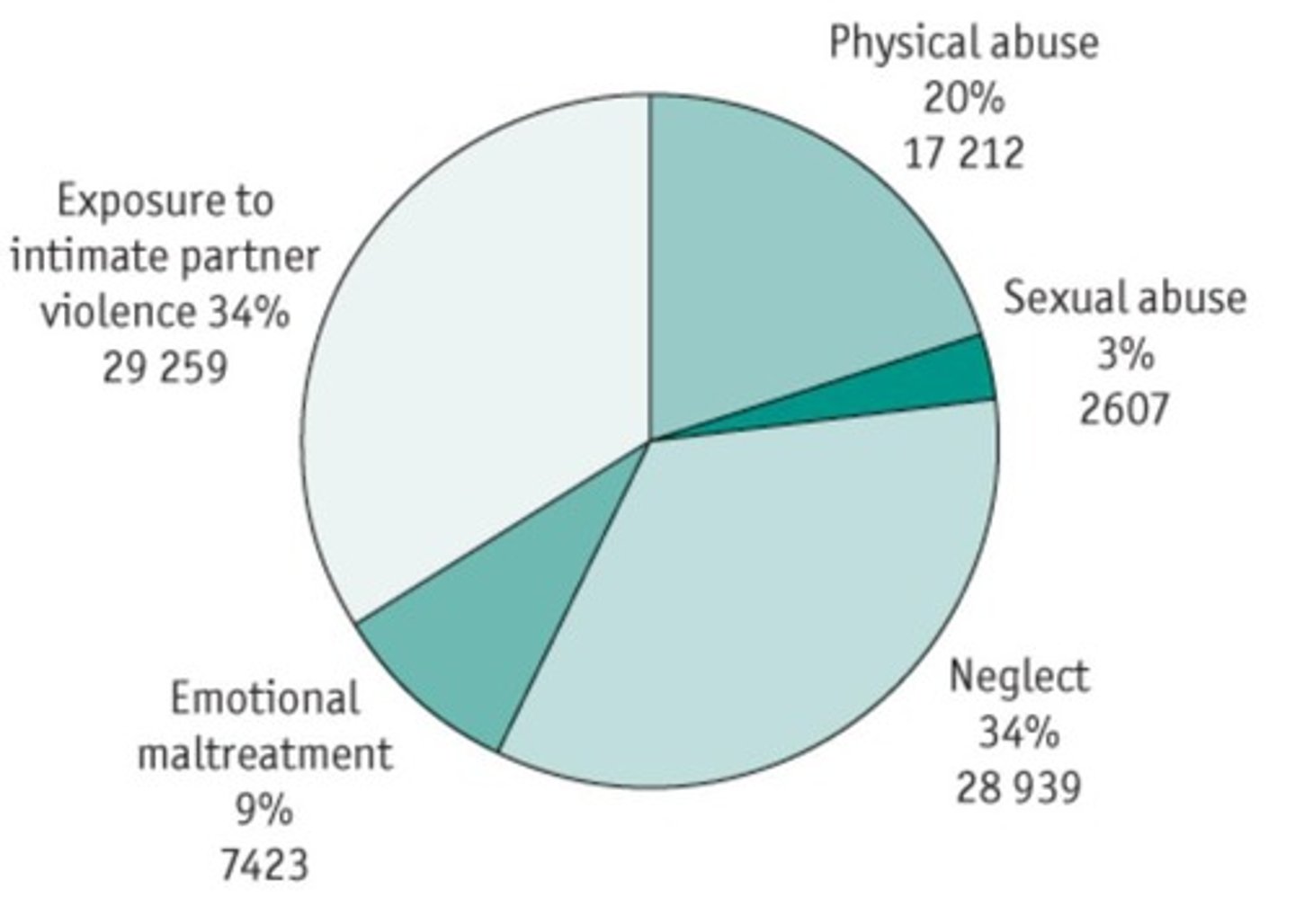 <p>Physical, sexual, neglect, and emotional abuse.</p>
