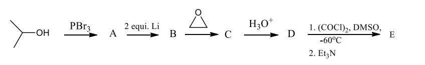 <p> The final product, E, in the following reaction sequence is,</p>