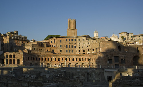 Rome, Italy. Apollodorus of Damascus. Forum and markets: 106-112 C.E.
 column completed 113 C.E. 
Brick and concrete (architecture)
 marble (column).

Celebrate the success of Trajan. Similar to Agora. Height of pillars was the height of the hill removed to build the forum

Basilica- oblong building in a semicircular apse used in Ancient Rome.