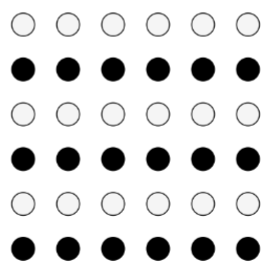 <p>Which gestalt principle do we use to perceive this figure as rows of dots instead of many dots, or columns?</p>