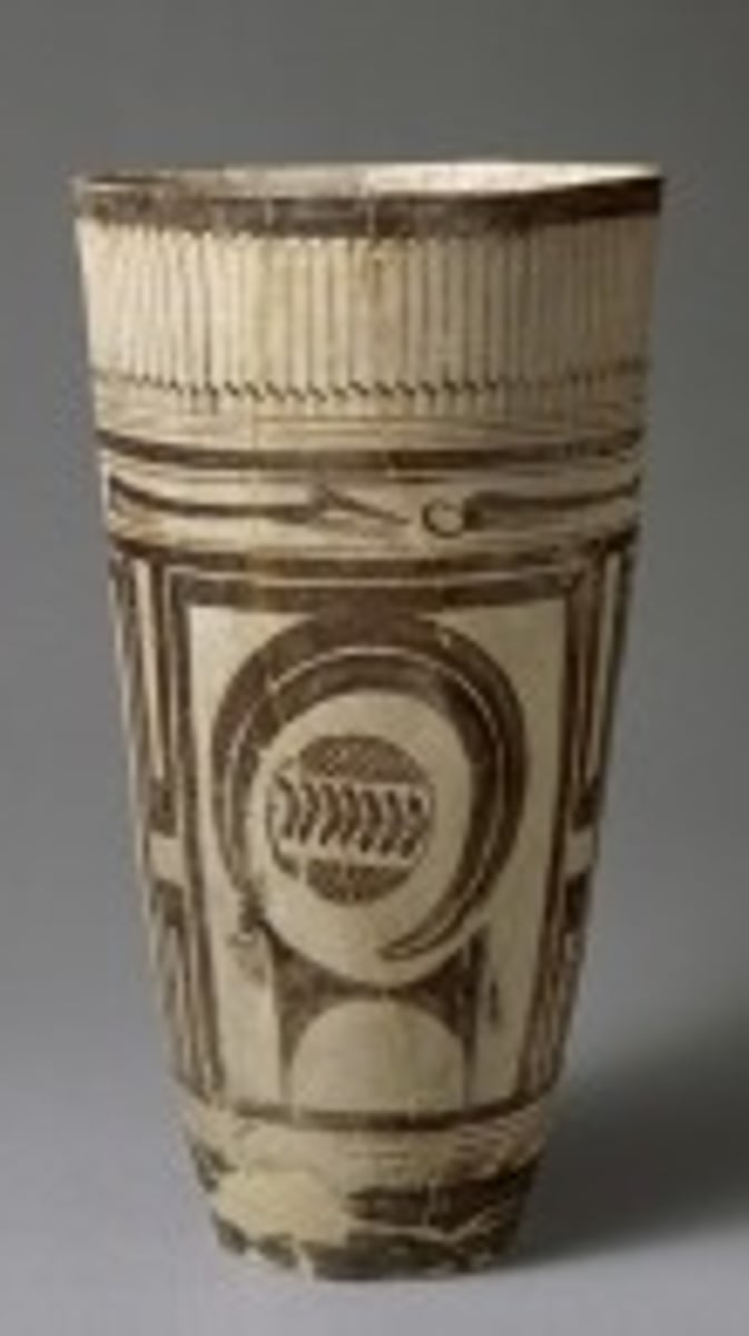 <p>4200 B.C.E.</p><p>Painted terra cotta</p>