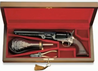 <p>→ 200 guns “commemorative editions”</p><ul><li><p>Colt Navy Revolver</p></li><li><p>Colt Dragoon Revolver</p></li><li><p>displayed to show their parts separated and how they often had interchangeable parts → another way to focus on its efficiency</p></li></ul><p></p>