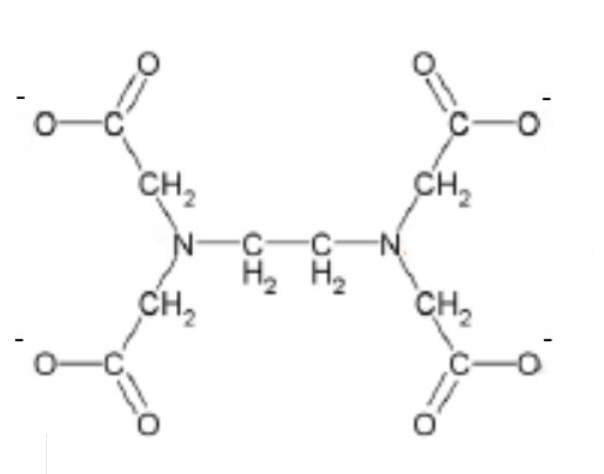 <p>draw the lone pairs on the EDTA⁴⁻ ligand where they bond with the transition metal </p>