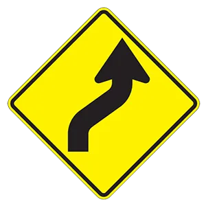 <p>This sign indicates that the road ahead:</p>