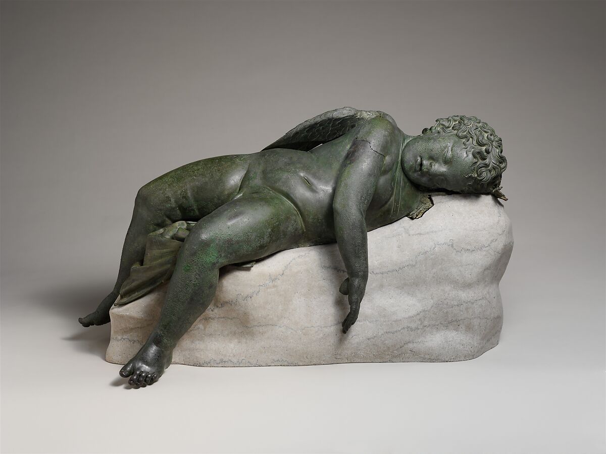 <p>Bronze Statue of Sleeping Eros, Greek, 3rd-2nd century BCE</p>