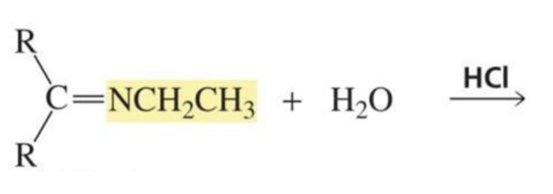 <p>What is formed with:</p><p>Imine + H<sub>2</sub>O + trace acid</p>