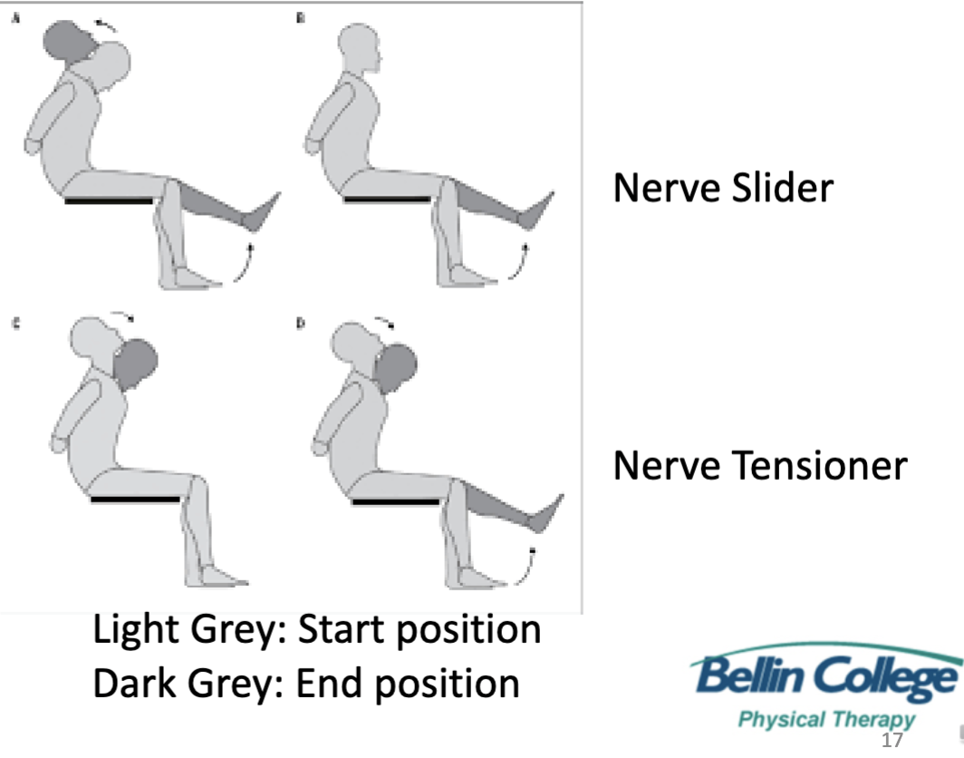 <p>Describe how to perform a nerve tensioner</p>