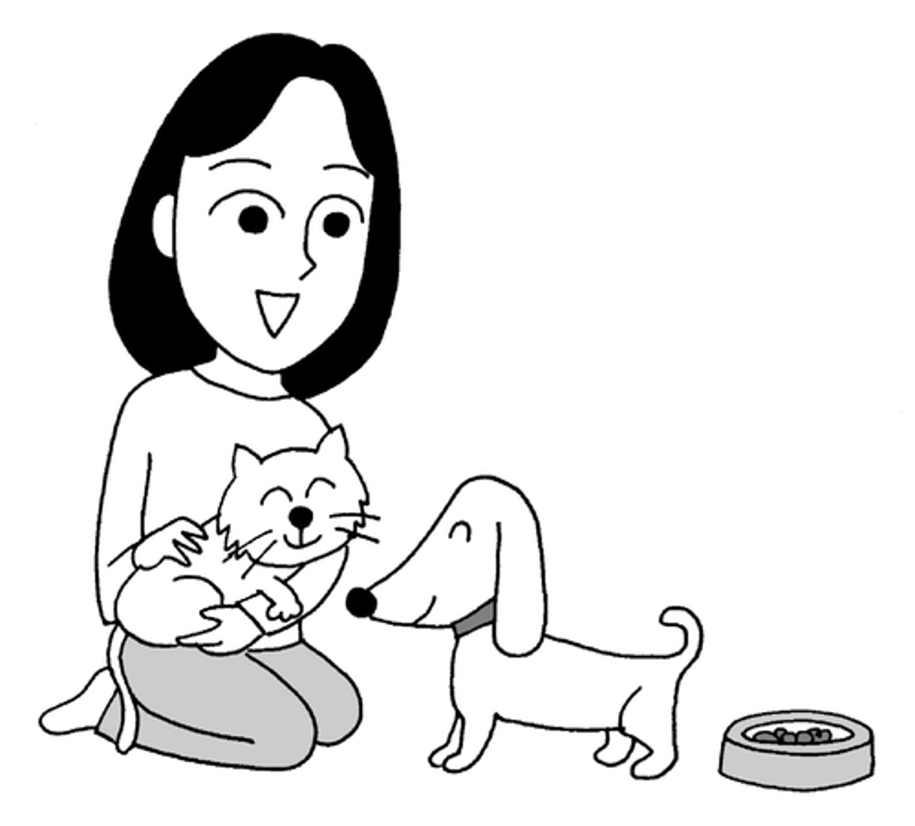 <p>To own (a pet)（～を）</p>