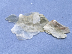 White to clear silver
Streak: White
Luster: Vitreous
Hardness: 2.5 - 3
Cleavage: 1 plane - sheets
Other Properties: THIN SHEETS