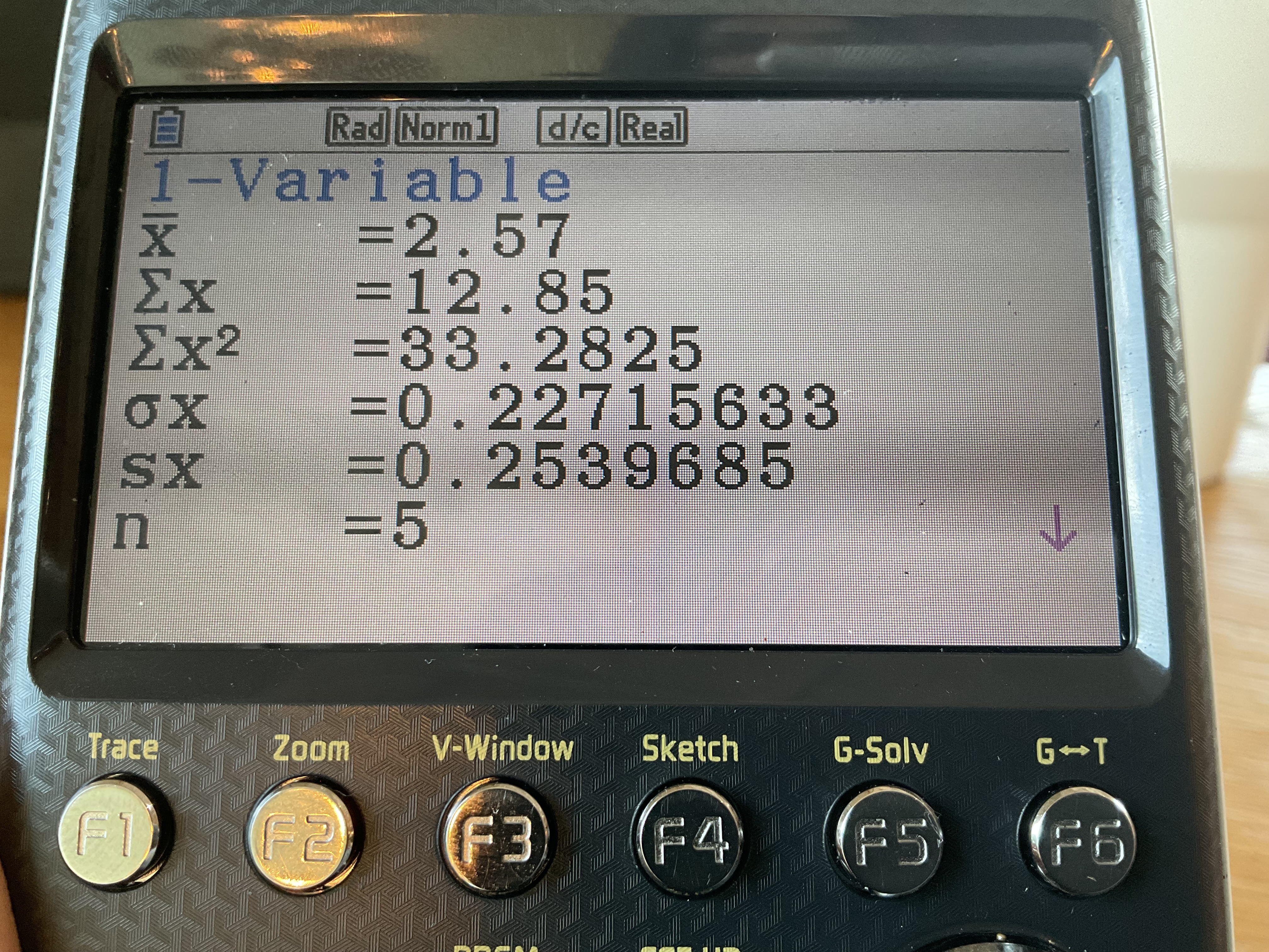 <p>Enter numbers into list 1</p><p>F2 - calc</p><p>F1 - 1-VAR</p>