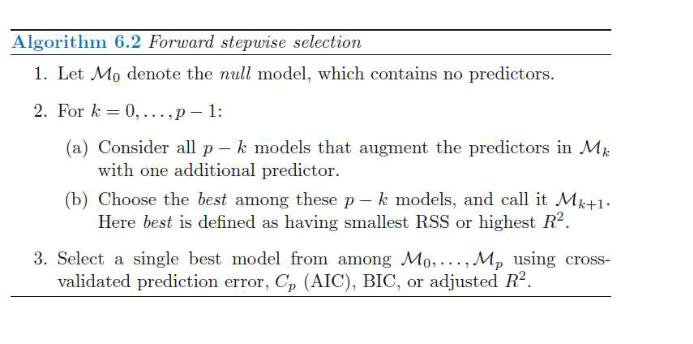 <p>Computationally efficient alternative</p><p>start with an empty model</p><ul><li><p>keeps on adding predictors one-at-a-time that gives best additoinal improvement</p><ul><li><p></p></li></ul></li></ul><p></p>