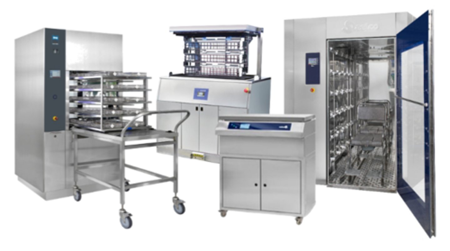 <p>specialized machines that remove soil &amp; microbes using automated cleaning, which reduces time &amp; labor</p>