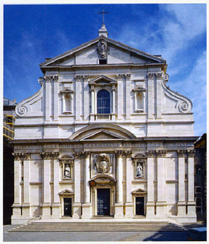 <p>-Rome, Italy -(architect) Giovanni Battisto/ Gaulli(Artist) -Facade (1568-1584)- fresco + stucco (1676-1679) -Brick, marble, stucco, and fresco -church/cathedral -baroque time period -fresco inside -fresco is of the last judgement -fresco has gold</p>