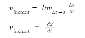 <p>Instantaneous velocity:</p>