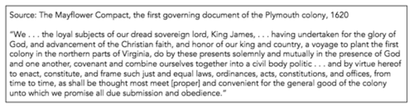 <p>Participation in the "civil body politic" referenced in the excerpt would have been most available to which of the following?</p><p>A. Members of the English nobility</p><p>B. Sailors and soldiers</p><p>C. Male church members</p><p>D. Indentured servants</p>
