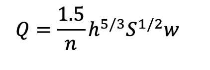 Discharge can be related to depth of flow, or stage of flow

If we measure depth and know how that translates to discharge we have an easy measure of discharge