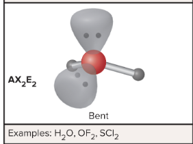 <p> AX<sub>2</sub>E<sub>2</sub>: What is its arrangement and bond angle?</p>