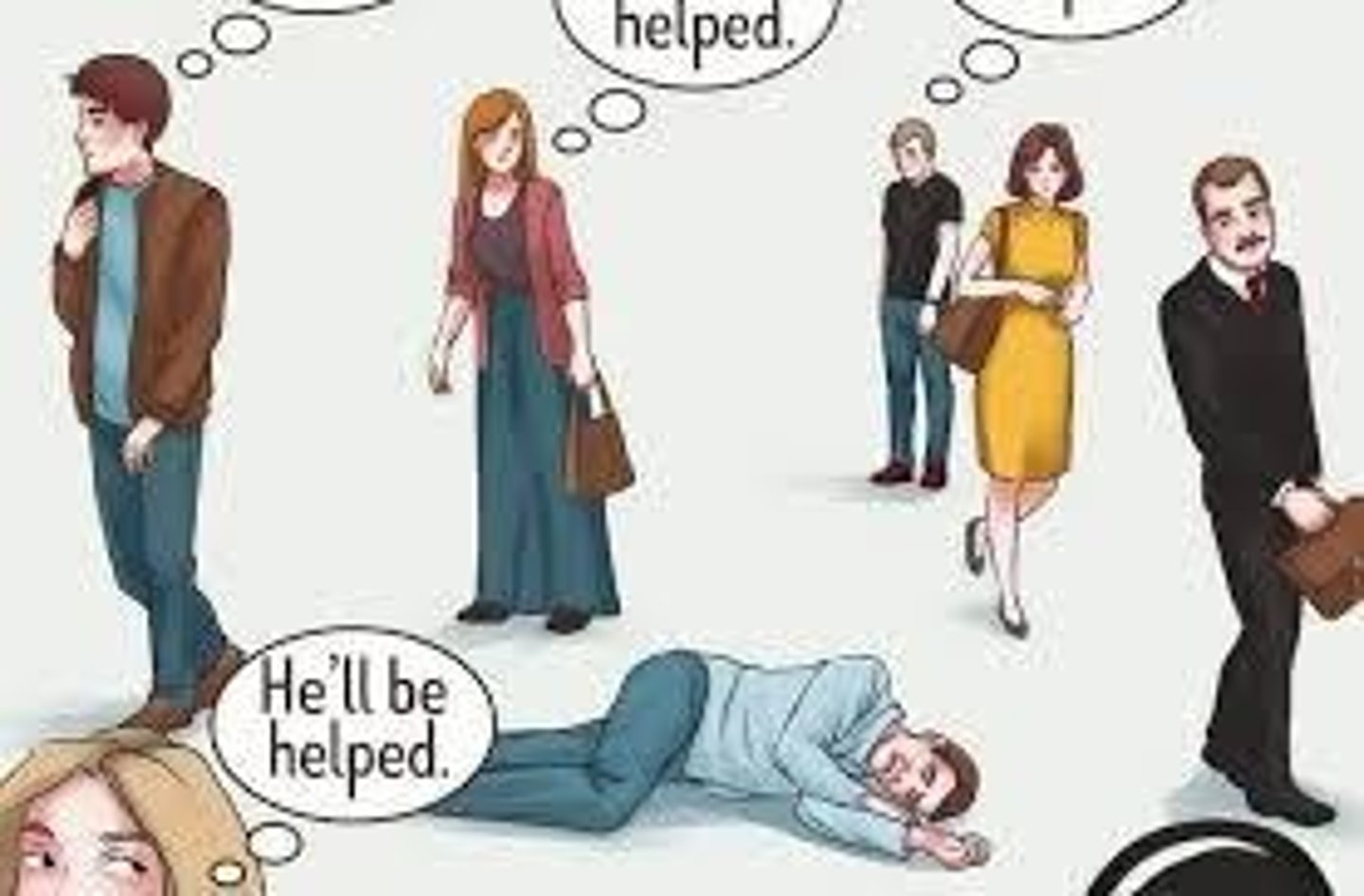 <p>The phenomenon where individuals are less likely to offer help when others are present.</p>