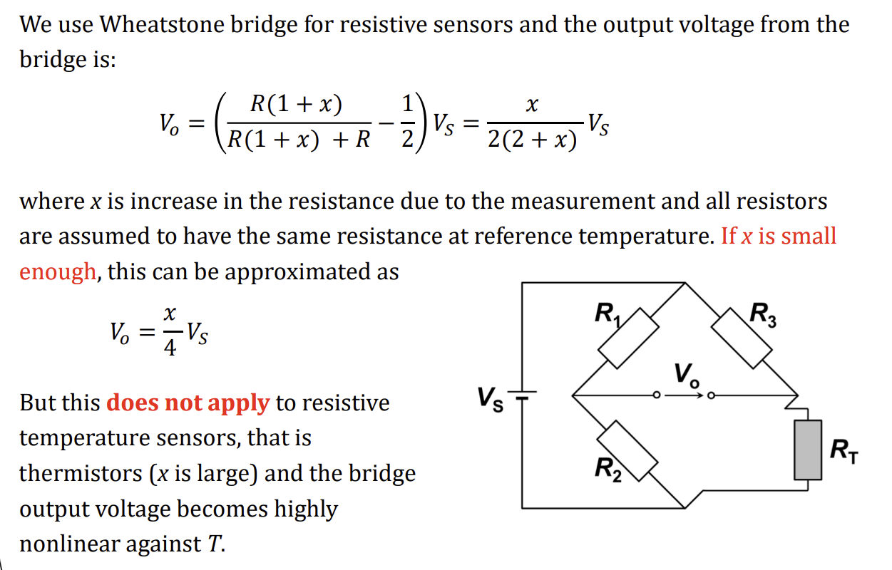 <p>due to small current levels, thermistor x is large, and approximation of small x does not apply</p>