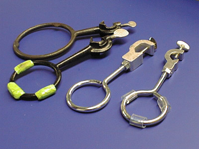<p><span>Iron ring with screw fastener; comes in several sizes; used to fasten to the ring stand as a support for an apparatus</span></p>