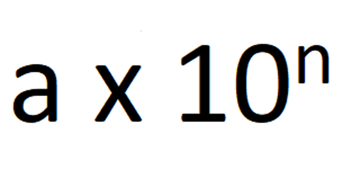 <p>numbers are expressed as decimals between 1 and 10 and multiplied by a power of 10</p>