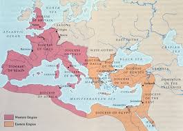 <p><span>This map is depicting a split of the Roman Empire in 330 CE.</span></p>