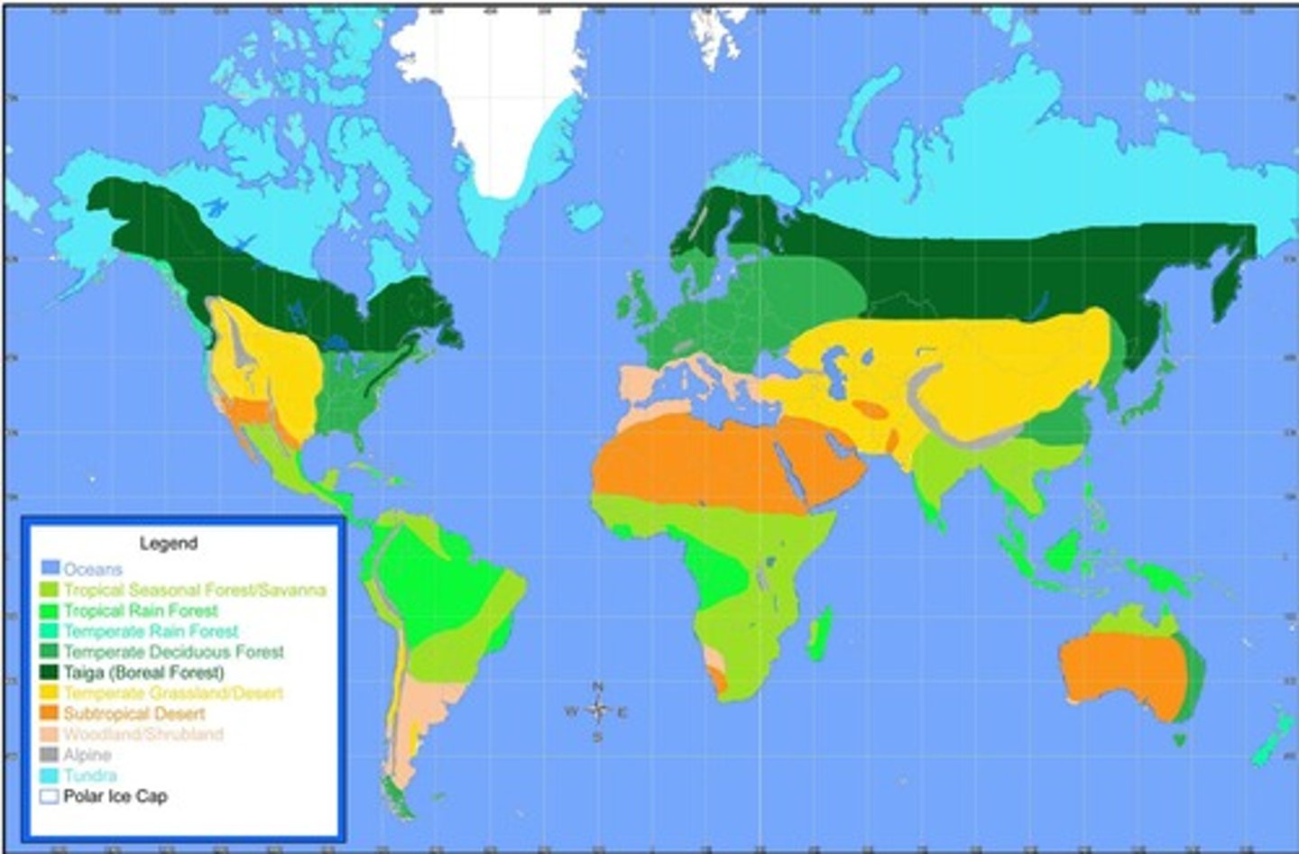 <p>Broad scale patterns of distribution of plant and animal 'types'.</p>