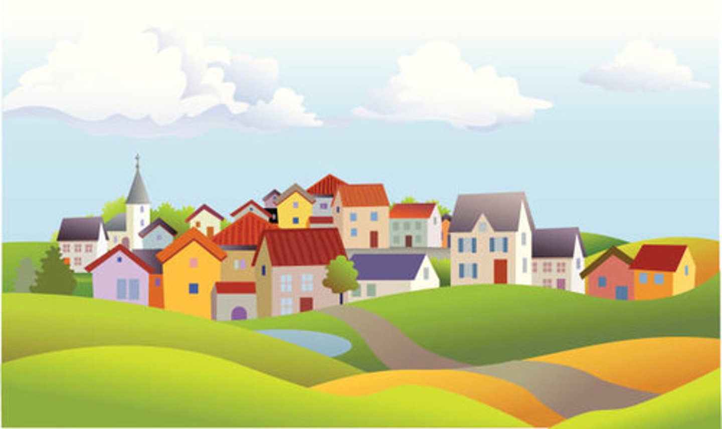 <p>town, village</p>