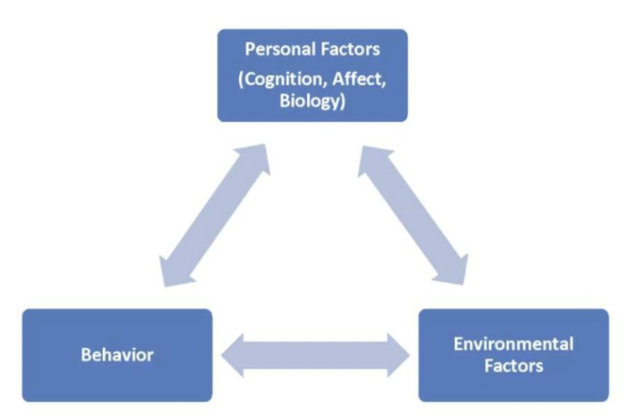 <p class="p1">Behaviours are determined by the interaction between personal factors, environmental factors and the behaviour itself</p>