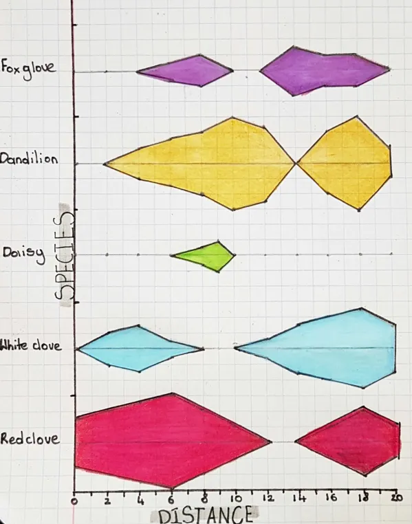 <p>A kite graph, which shows biotic data as “kites” and abiotic data as lines</p><p></p>