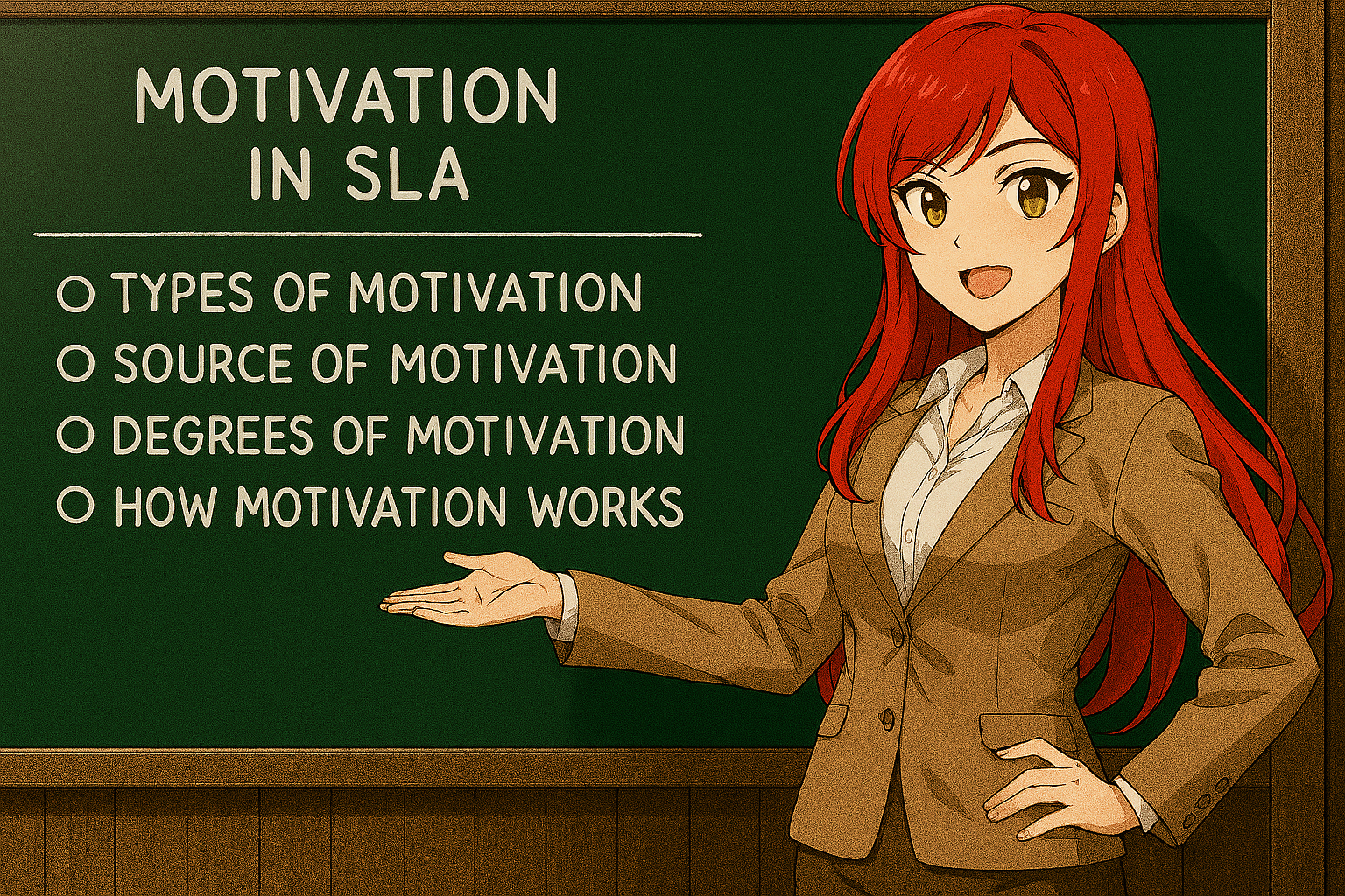 <ul><li><p><strong>Integrative motivation</strong>: desire to connect with the target language (TL) community.</p></li><li><p><strong>Instrumental motivation</strong>: learning for practical goals (e.g., job, exam).</p></li><li><p>Motivation can change over time and is influenced by learning context.</p></li></ul><p></p>