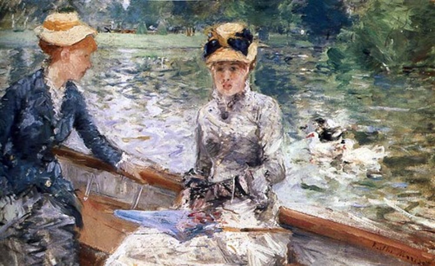 <p>broke the practice of women being only amateur artists and became a professional painter. Her dedication won her the disfavor of academics. She used light colors and flowing brushwork. "Summer's Day", 1879.</p>