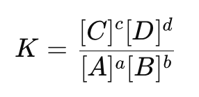 <p>ratio that expresses the relationship between reactant and product concentrations at equilibrium:</p><p></p>