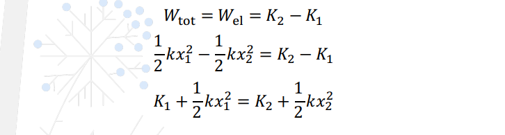 <p><strong>W<sub><sup>el</sup></sub>: K<sub>2</sub> - K<sub>1 </sub>= ½ k(x<sub>1</sub>)<sup>2</sup> - ½ k(x<sub>2</sub>)<sup>2</sup></strong></p>