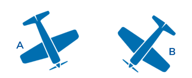 <p>Aircraft A and B are at approximately the same altitude. Which aircraft needs to give right-of-way to the other aircraft?</p>