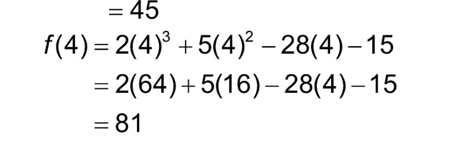 <ul><li><p>Plugging 4 in for x </p></li></ul><p></p>