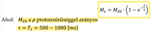 <p>A momentum 𝐵0 irányú vetülete a 90°-os impulzus után visszatér a „z” irányhoz.</p>