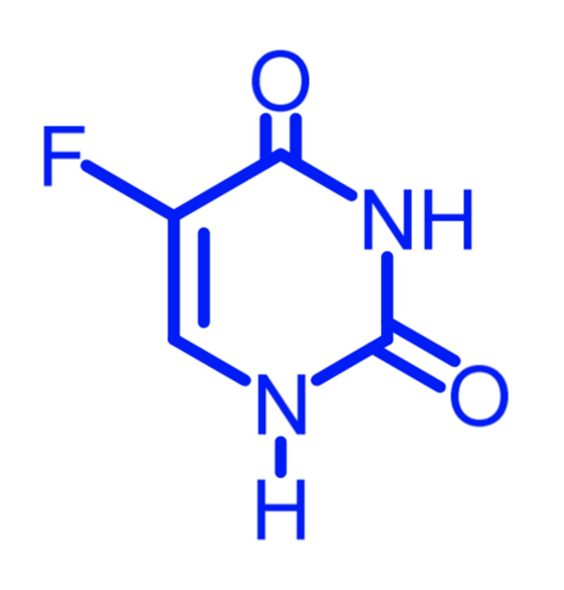 <p>(pyrimidine antagonist -- antimetabolite)</p><p>ROA: IV, topical</p><p>SAR: needs to be activated for 5-F-dUMP (which can be recognized by TS)</p><p>MOA: thymidylate synthase inhibitor</p><p>- gives false substrate that binds + enters reaction, then stops it</p><p>- 5-F-dUMP, 5-10THF, and TS form a ternary complex that cannot eliminate a proton + causes irreversible inhibition of TS</p><p>indication: palliative treatment of colorectal, breast, stomach, and pancreatic cancers</p><p>- topical: actinic or solar keratosis</p><p>ADME: rapidly cleared, 20% excreted unchanged in urine, most metabolized in liver by dihydropyrimidine dehydrogenase</p><p>- pts w genetic deficiency of DPD = inc risk of life threatening consequences</p>