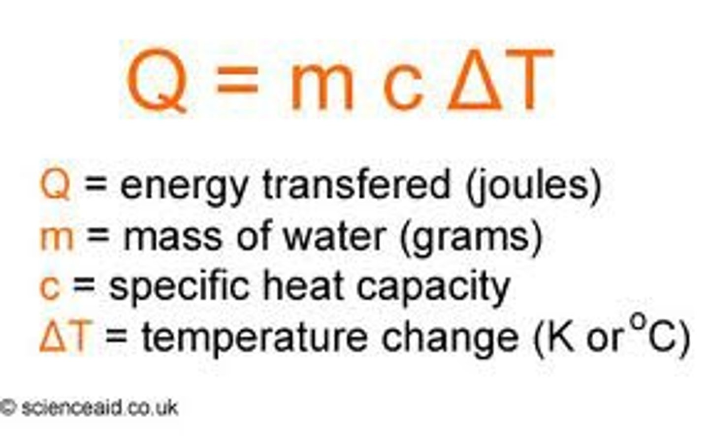 <p>The amount of ENERGY required to raise the temperature of ONE GRAM of a substance by ONE DEGREE CELSIUS</p>