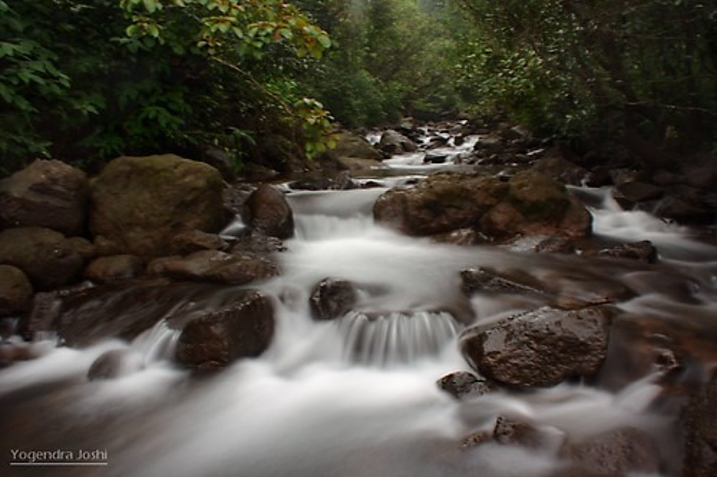 <p>(phr.v): chảy qua</p>