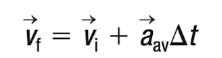 <p><strong>Variables Found:</strong>  Δt, V<sub>f</sub>, V<sub>I</sub>, a<sub>av</sub></p><p><strong>Variables Not Found: </strong>Δd</p>