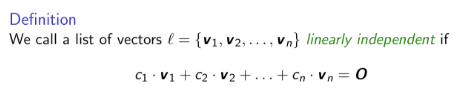 <p>What is the weight condition for linear independence?</p>