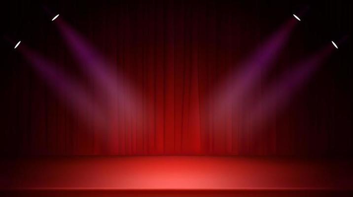 <p>A platform in a theater, hall, etc., on which the performers stand.</p>