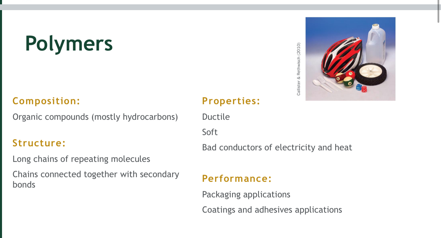 <p>Polymers are made up of repeating units bonded together through polymerization</p><p></p>