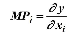 <p>This is the rate of change of the output level as the level of input changes aka partial derivative of y over partial derivative of x.</p>