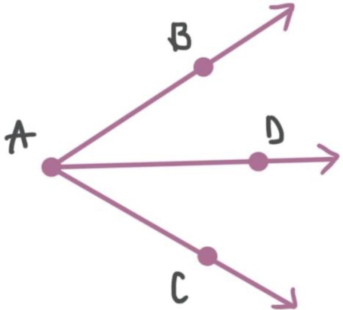 <p>Line that cuts an <strong><em>angle</em></strong> exactly in half</p><p>Line AD bisects &lt;BAC</p>