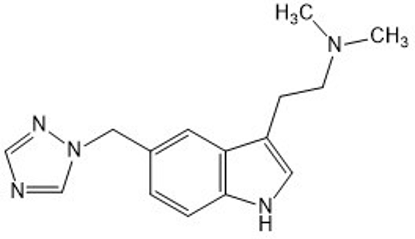 <p><strong>Brand:</strong> Maxalt</p><p><strong>Class:</strong> Antimigraine Serotonin Receptor Agonist</p><p><strong>MOA:</strong> Binds to serotonin receptors to inhibit proinflammatory neuropeptide release</p>