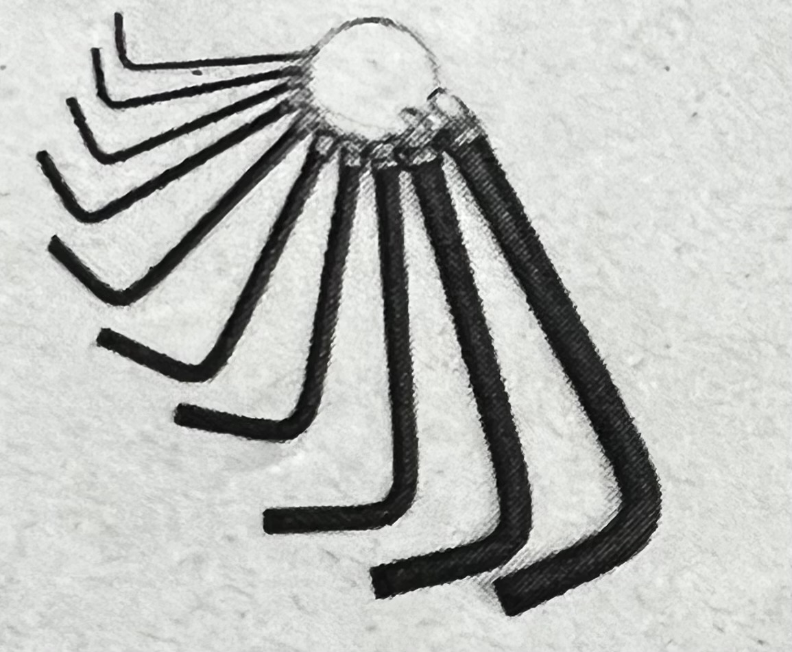 <p>A small handheld tool that’s used for driving bolts and screws with a hexagonal socket</p>