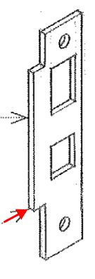 <p><span>The projecting edge or rim of a strike</span></p>